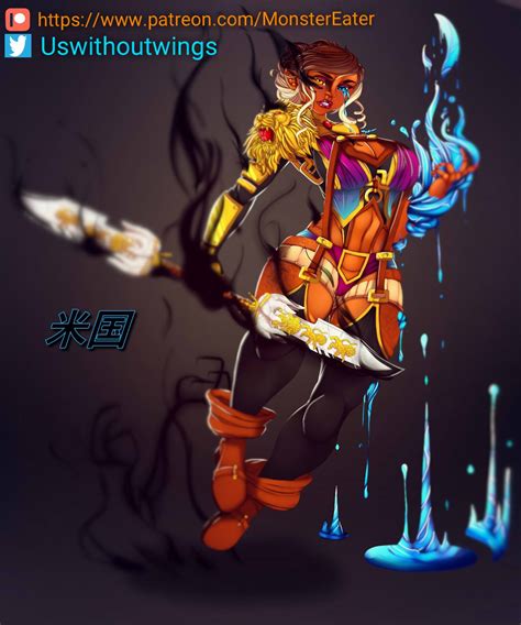 Half Dark Elf Sorceress Commission By Uswithoutwings Hentai Foundry