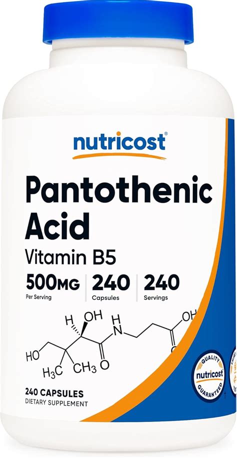 Buy Nutricost Pantothenic Acid Vitamin B5 500mg 240 Capsules Online