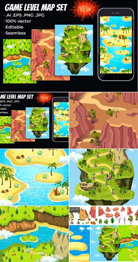 game level map set concept ii  cubebrushco pixel art map concept