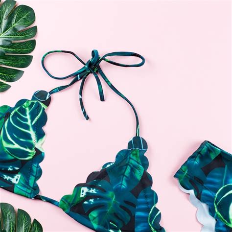 Traje de baño bikini tropical moda de playa accesorios de mujer viajero planas con traje de