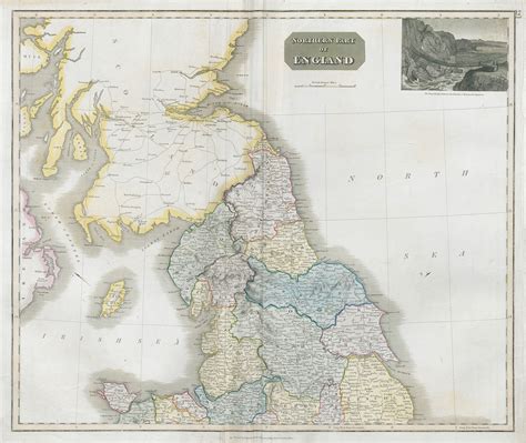 Northern Part Of England Coach Roads Thomson 1830 Old Antique Map