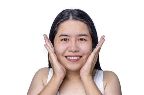 Portrait Of Gorgeous Happy Middle Aged Mature Asian Woman Senior Older 40s Year Lady Looking At