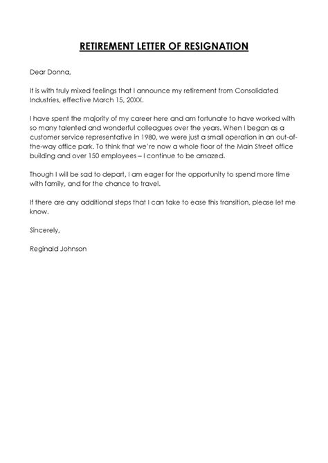 6 Retirement Resignation Letter Template Giadagrazyna