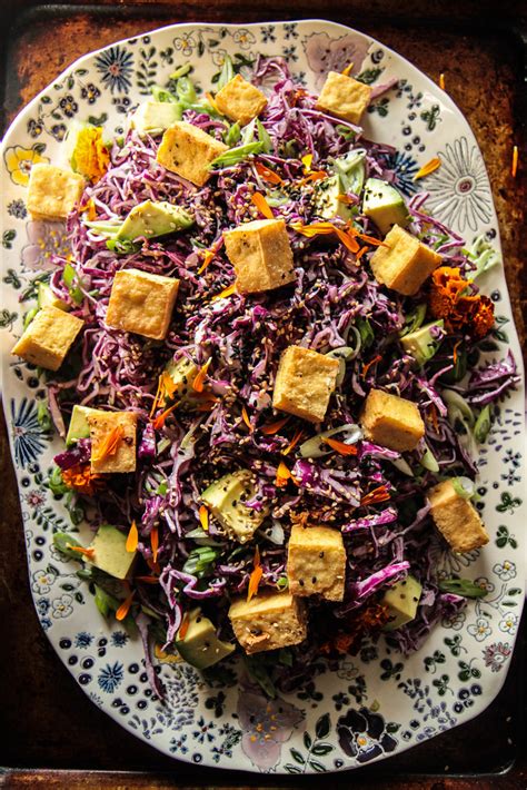 Sesame Cabbage Salad with Crispy Tofu - Heather Christo
