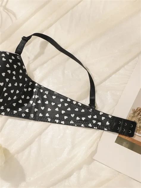 Heart Print Black Lingerie Set NEWME