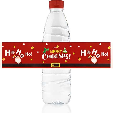 Urroma Christmas Water Bottle Labels 50pcs Red