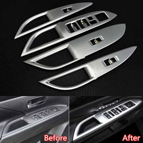 4pcs Set Auto Interior Door Armrest Window Lift Button Switch Frame Cover Trim Car Styling