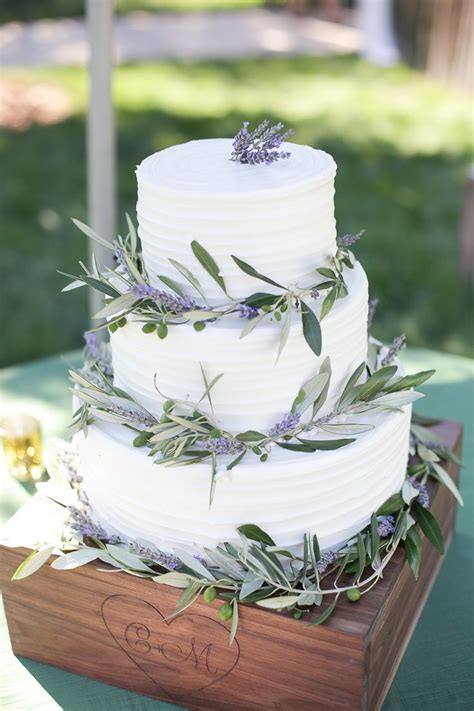 Lavender And Olive Leaf Wedding Cake Lavender Wedding Wedding Cakes Naked Wedding Cakes