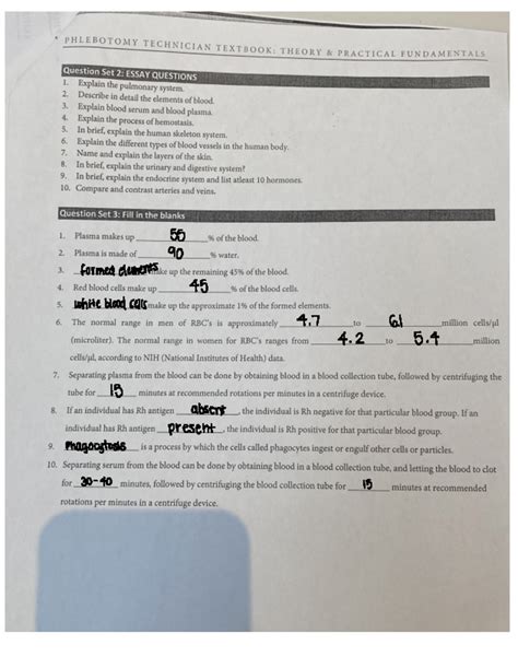 Phlebotomy Chapter 2 Hw HS391 Studocu