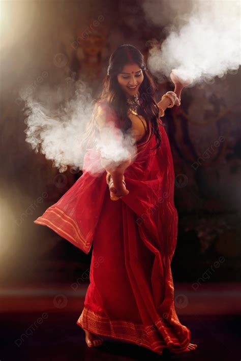 Bengali Married Women Performing Dhunuchi Dance On The Occasion Of