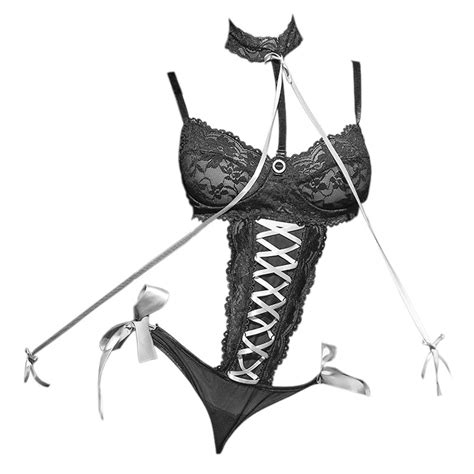 Jual Lingerie Teddy Hitam Transparan Bra Kawat Crotchless Kalung Kain Tali Pita Shopee