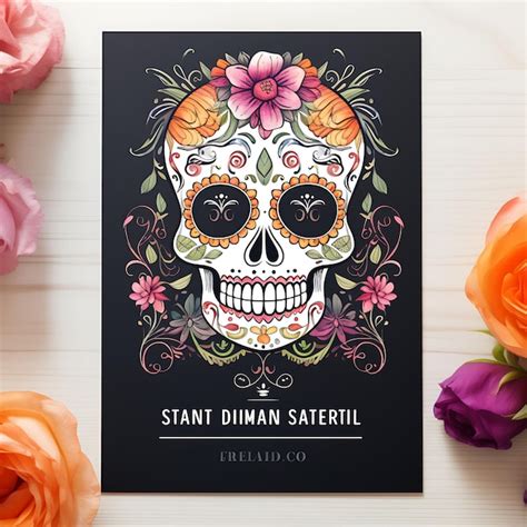 Collection Sugar Skull Wedding Invitation Card Skull Shape Black Paper Illustration Idea Design