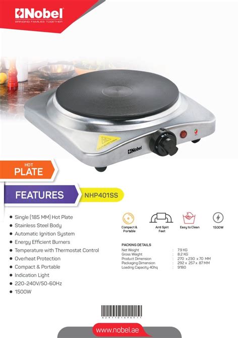 Nobel Nhp Ss Hot Plate Single Watt Plugnpoint