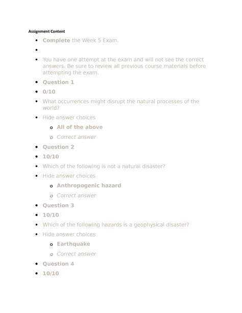 Wk 5 Summative Assessment Week 5 Exam Assignment Content Complete The