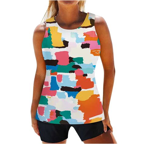 Vbvc Tankinis Bathing Suits For Women Piece Printed Swimsuits Tankini Top With Bikini Bottom