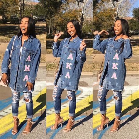 Aka Destroyed Boyfriend Denim Jacket Sorority Outfits Alpha Kappa