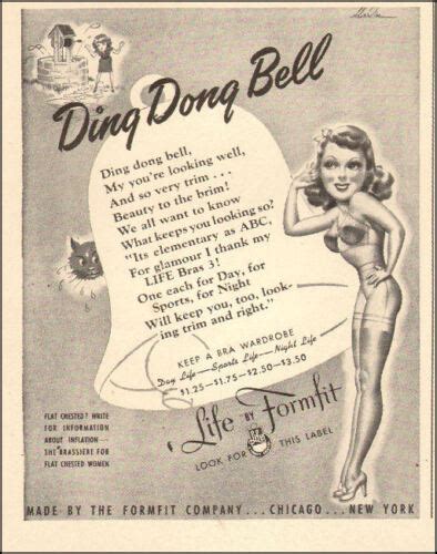 1941 Vintage Lingerie AD FORMFIT LIFE BRAS Ding Dong Bell Cute Cartoon 092718 EBay