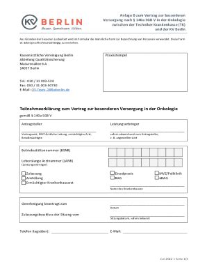 Ausfüllbar Online Anlage BModul 1 und 2 zum Vertrag zur besonderen