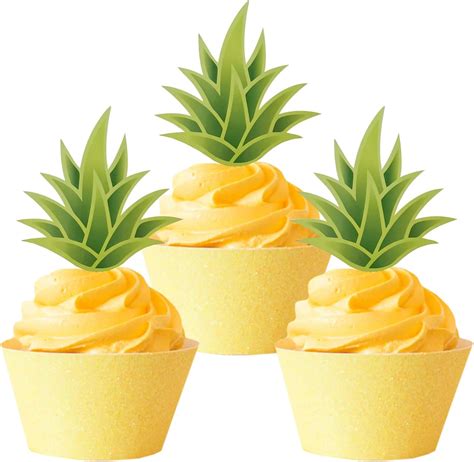 Amazon Pcs Pineapple Cupcake Toppers Tropical Cupcake Topper