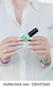 Female Hand Long Nails Nude Beige Stock Photo 2220715081 Shutterstock