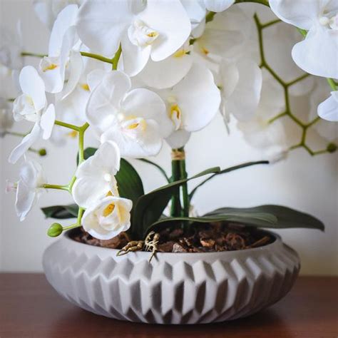 Arranjo Orquídea Branca no Vaso Nude Fosco Divina Mãe Decorações