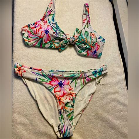 TiniBikini Swim Nwtsize Xl Piece White With Floral Bikini Swimwear Set By Tinibikini