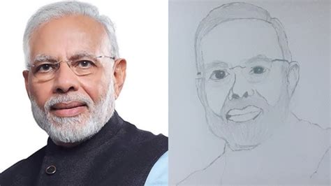 How To Draw Narendra Modi Drawing Youtube