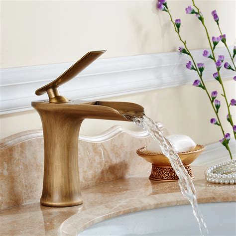 Waterfall Tap Bathroom Basin Faucet Brass Material Bathroom Basin Mixer Continental Retro Hot