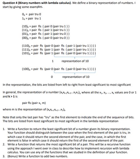 Question Binary Numbers With Lambda Calculus We Chegg