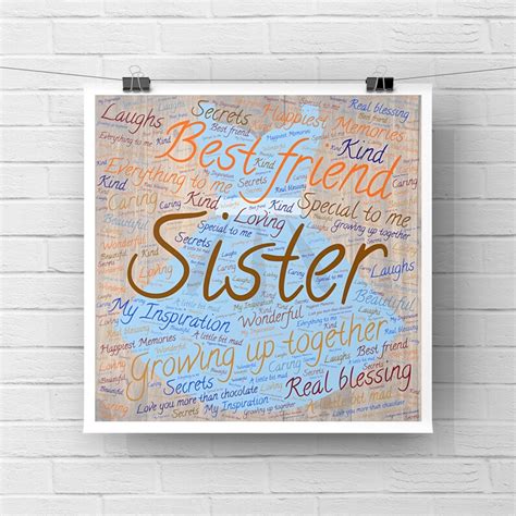 Sister Word Art Printable, Wall Art Sister Gift, Sister Word Cloud ...