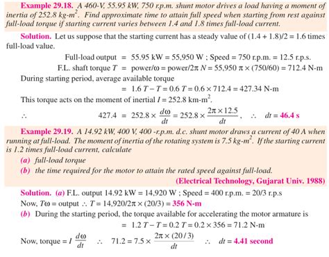 Torque Dc Motor Time To Attain Full Speed Formula Origin Electrical