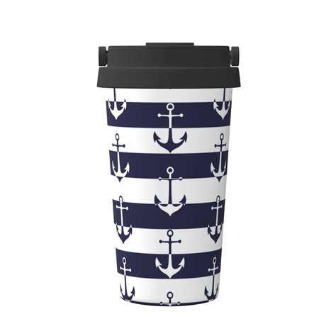Fotbe Anchors Printed Insulated Travel Coffee Mug Spill Proof Leak