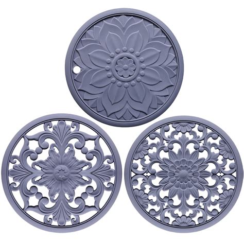 Ionze Kitchen Tools Pcs Silicone Trivet Mats Heat Hot Pot Holder Hot Pads Grey Kitchen