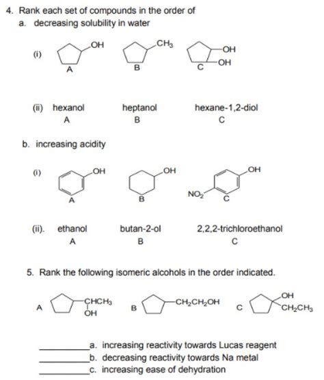 [solved] Rank The Following 4 Rank Each Set Of Compounds In The Order Of A Course Hero