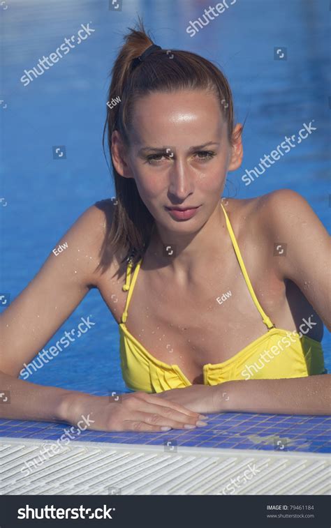 Woman Yellow Bikini Resort Swimming Pool Stock Photo Shutterstock