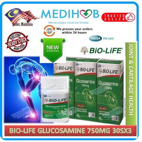 Biolife Glucosamine 750mg Joint Health 30sx3 Bottles Expiry 10 2022