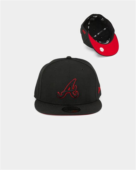 New Era Atlanta Braves Scarlet Bottom 59fifty Fitted Blackscarlet