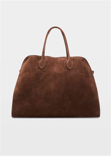 The Row Margaux 17 Top Handle Bag In Suede In Brown Lyst