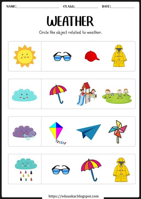 Seasons Worksheets For Kindergarten Weather Activities Preschool