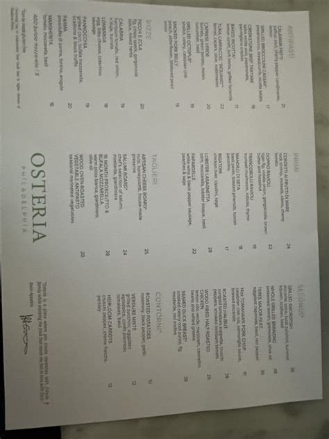 Menu - Osteria