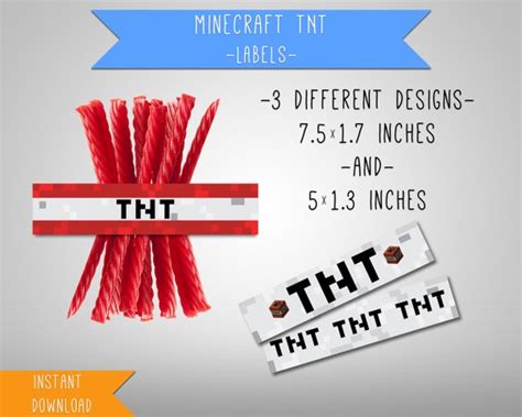 TNT Minecraft Labels Printable Free