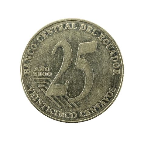 25 Anverso De La Moneda 2000 Del Centavo Del Ecuadorian Foto De Archivo