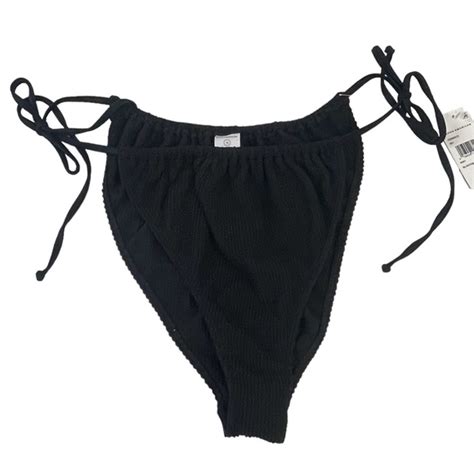 Good American Swim Nwt Good American Black Always Fits Tiny Ties Bikini Bottom Womens Size