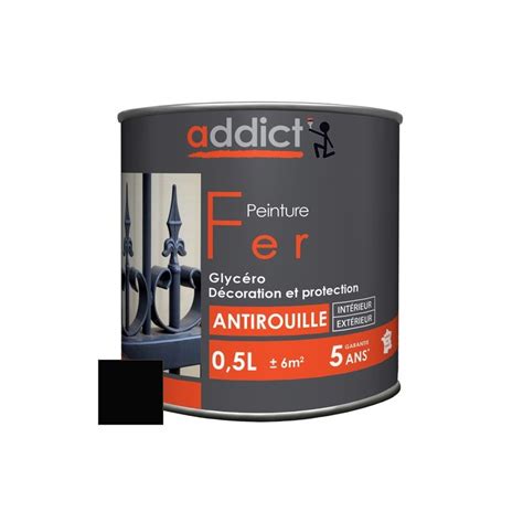 PEINTURE FER BRILLANTE 0 5 L NOIR PROFOND ADDICT