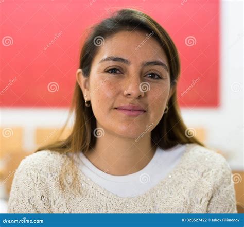 Beautiful Thoughtful Latina Close Up Stock Photo Image Of White Woman