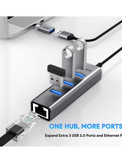 Aceele USB to Ethernet Adapter, USB C to Ethernet, Aluminum 3 Ports USB ...