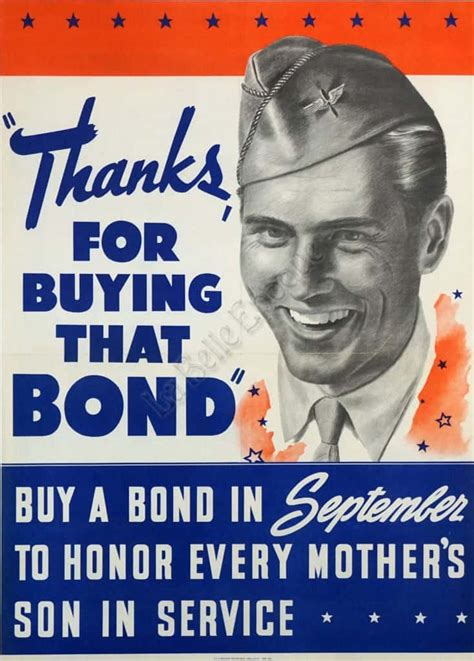 Wwii Vintage Bonds Poster Thanks For Buying That Bond 1942 Vintage