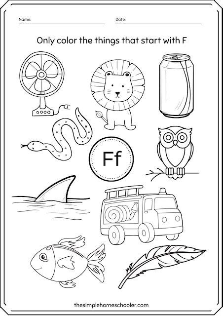 Printable Letter F Activities For Preers