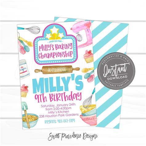 Baking Party Birthday Invitation Baking Championship Party | Etsy