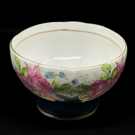 Vintage Hand-painted Occupied Japan Trimont China Black White W/pink